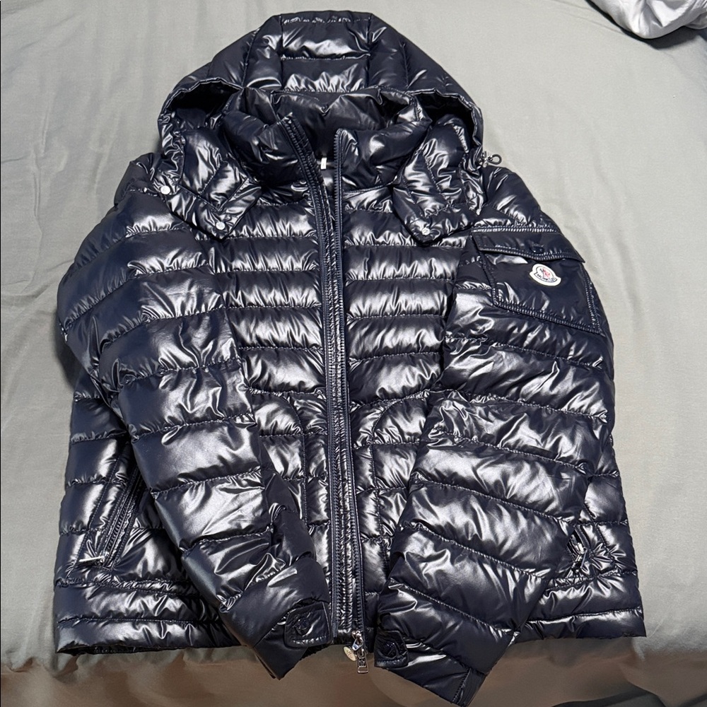 Men Moncler Lauros Giubbotto Navy Hooded Down Jacket